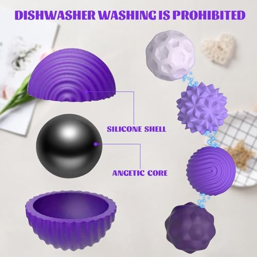 KOWVOWZ 8 PCS Sensory Fidget Balls, Magnetic Attraction Stress Balls, Magnetic Fidget Balls with Silicone Shell, Desk Fidget Toys for Office Travel Toys Gift
