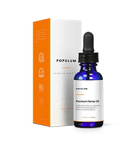 Populum, Premium Hemp Oil Supplement - Grown and Made in USA - 100% Natural & Tasty Orange Flavor, 30 Servings (1oz) - Pure Hemp Oil + Hemp Seed Oil + Grapeseed Oil