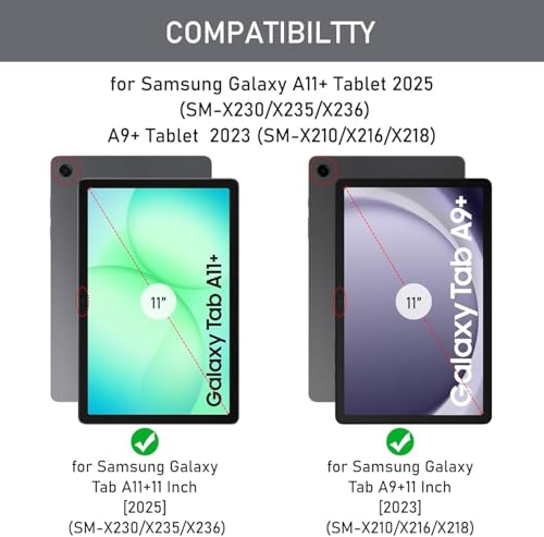 Tastiera Custodia per Samsung Galaxy Tab A11 Plus 2025/Tab A9 Plus 2023 11 Pollici, Custodia per Italiano QWERTY Tastiera con Portapenne,Tastiera Bluetooth Staccabile Cover con Samsung A11+/A9+ (Nero)