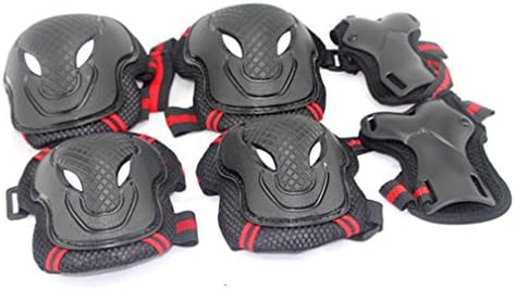 Kid's Roller Blading Wrist Elbow Knee Pads Blades Guard 6 PCS Set 2 COLORS Red