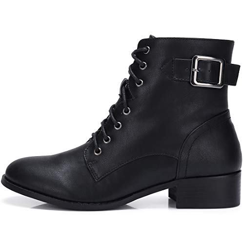 BUY CAMEL CROWN Women's Combat Style Lace Up Ankle Booties Faux Leather