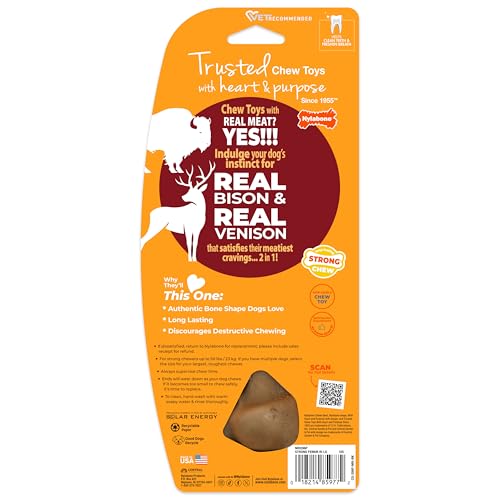 Nylabone Strong Chew Femur Bone Dog Toy Made with Real Bison & Venison, Durable Chew Toys for Aggressive Chewers, Long Lasting Dog Bone, Keeps Dogs Busy, Large Breeds - Up to 50 lbs