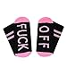 Socks FUCK OFF Ribbed Knit Half Crew Socks Fall Winter Ferbia Unisex Embroidery Swear Word Curse Printed Stockings