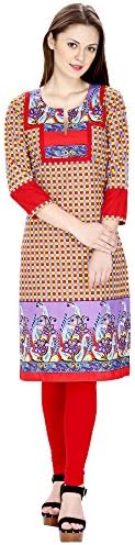 The Black Bee Bollywood Indian Designer Jaipuri 100% Cotton Party Wear kurties for Women (XX-Large, Red)