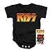 KISS Rock Music Distressed Vintage Logo Baby Onesie Bodysuit (6 Months) Black