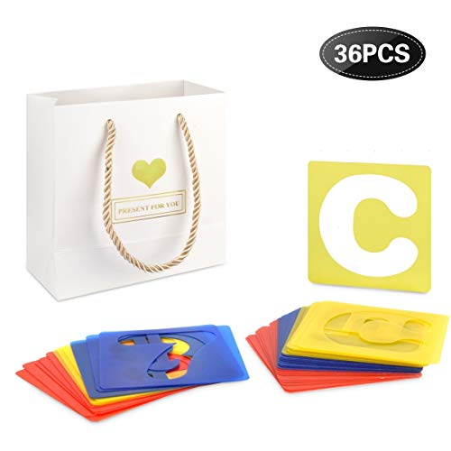 image for Comonc Alphabet Stencils Sets Reusable Plastic Letter Stencils Colorfu