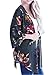 Girls' Sheer Boho Floral Cardigan Open front Cover Up Blouse Dark Green L