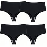 Wowdecor High Waisted Thongs for Women, Tummy Control Underwear Cotton Seamless No Show Plus Size Panties