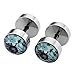 PiercingJ 12pcs 16G Stainless Steel Stud Barbell Earrings Fake Cheater Illusion Plug Gauge 0G Look