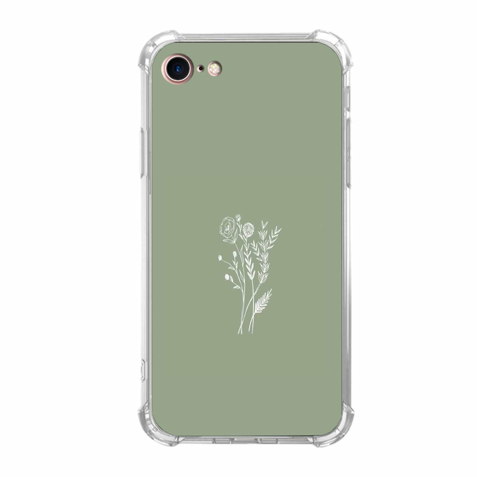 Photo 1 of malegaon Green Flower Case for iPhone 7/8/SE,Aesthetic Abstract Minimalism Floral Pattern,Soft TPU Full Cover Case for iPhone 7/8/SE