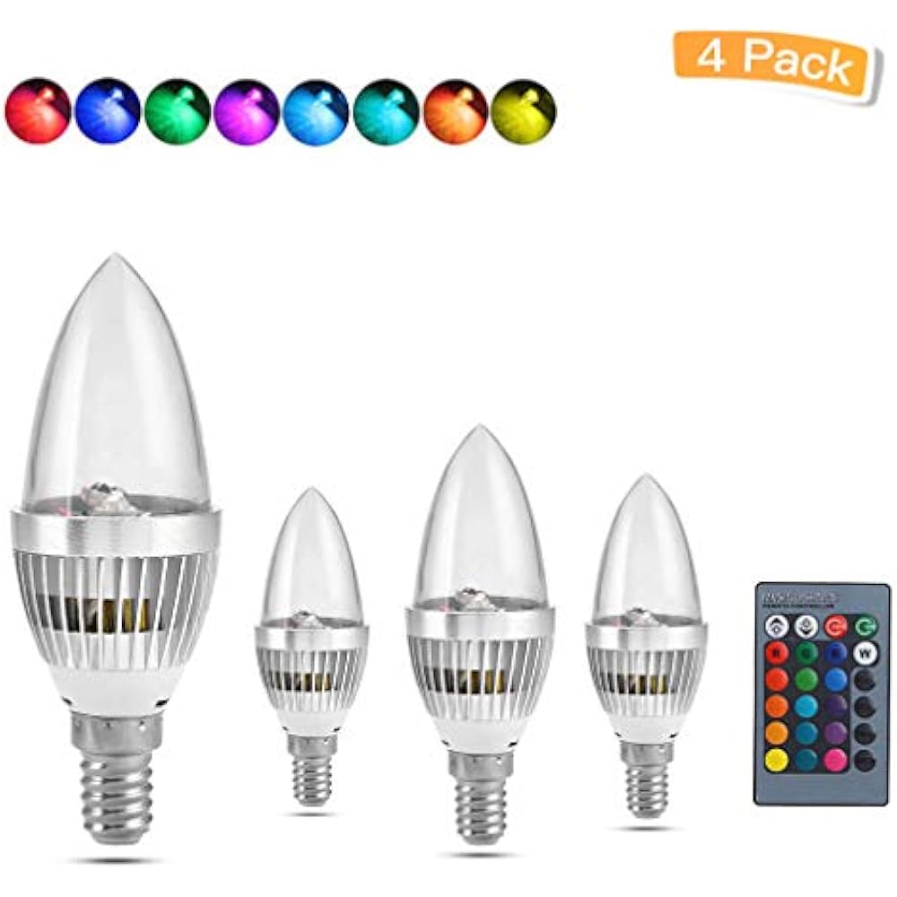 3W RGB E12 Candelabra LED Bulb Color Changing Candle Light Lamp
