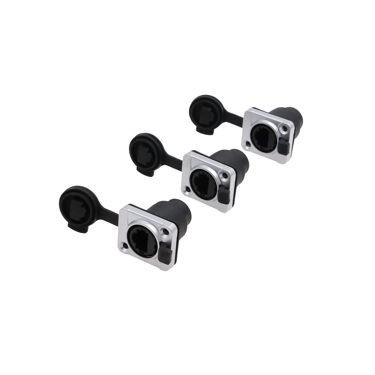 SZRMCC RJ45 Panel Mount Connector Cat5e RJ45 Ethernet Female LAN Module Bulkhead Panel Mount Coupler IP65 Waterproof Connector Socket with DustCap