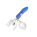 Bluesnow Stainless Steel 3 in 1 Portable Folding Camping Utensil Folk Knife Spoon Set