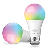 Aoycocr Smart Bulb, Dimmable E26 LED Light Bulb Compatible with Amazon Alexa Google Home Assistant and IFTTT, No Hub Require, Wi-Fi, 75W Equivalent, A19 RGB Multicolor Bulb (7.5W), 2 Pack