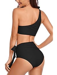 Almaree traje de baño de dos piezas para dama con un hombro y cintura alta
