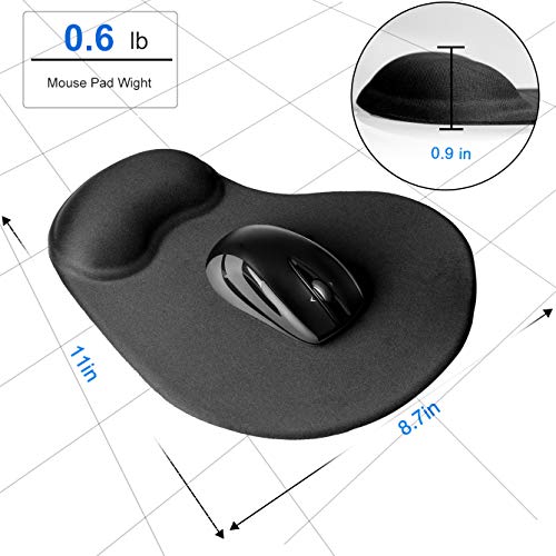 MROCO Ergonomic Mouse Pad with Gel Wrist Rest Comfortable Mouse Pad with Wrist Support, Pain Relief Mousepad with Non-Slip PU Base Mouse Mat for Home, Office & Travel, 11 x 8.7 inches, Black - Thumbnail 6