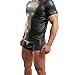 YiZYiF Men's Leather Like Underwear Short Sleeve T-Shirt Undershirt Lingerie Top Large