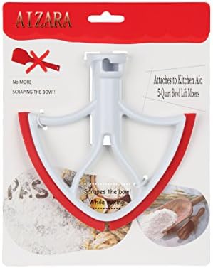 Flat Beater Blade with Flex Edge Bowl Scraper for KitchenAid 4.5 and 5 Quart Tilt-Head Stand Mixer, USA Design