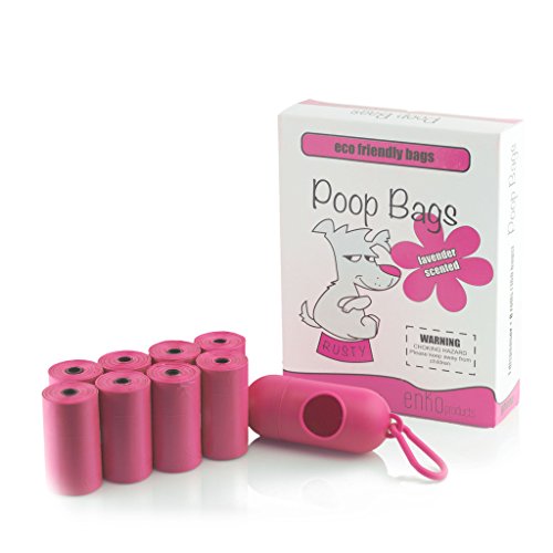 enKo Products Pink Lavender Scented Dog Waste Bags with Dispenser (8.5
