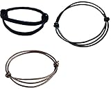 Black Adjustable Genuine Leather Bracelets Anklet for Men and Women (Set of 3)