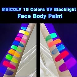 MEICOLY UV Blacklight Face Paint,15 Bright Colors