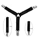 CoZroom Triangle Bed Sheet Straps Set with Metal Clips - Bed Sheet Clip Holder-Hold Bed Sheet in Place (Set of 4), Black