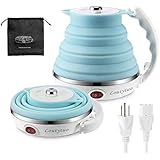 110/120V 555ML Ultrathin Travel Foldable Electric Kettle with Separable Power Cord and Handle, Boil Dry Protection, Food Grad