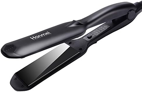 Professional Flat Iron Hair Straightener with Wide Titanium Plates Temperature Control, Dual Voltage,Instant Heat Up (1.75 inch wide,black)