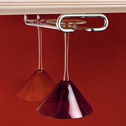 INDIAN DECOR. 3146 Under Cabinet Hanging Wine Glass Rack Chrome