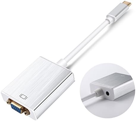 USB C to VGA Adapter 1080P with Audio Port, (USB-C)Type C to VGA Converter,Thunderbolt 3 Compatible, Adapter for 2016/7 MacBook Pro/Samsung Galaxy S8+,Chromebook,Newest Dell XPS