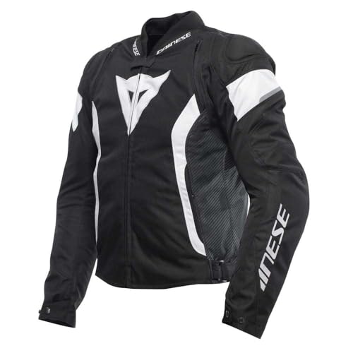 Dainese - Avro 5 Tex Jacket, Fabric Motorcycle Jacket with Shoulder Protectors, Men, Black/White/Black, 44