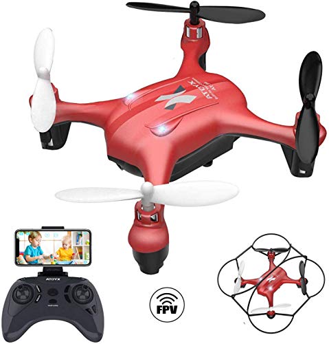 ATOYX Mini Drone with Camera for Kids, AT-96 RC Quadcopter with 2.4Ghz WiFi FPV HD Camera Altitude Hold, One Key Take Off/Landing, 3D Flip App Control (Red)