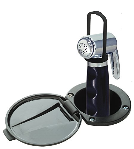 Ambassador Marine Plastic Lid/Cup Recessed Shower Kit with Hammer-Head Black Sprayer and 6-Feet Hose