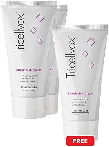 Tricellvox Stretch Mark Cream [6oz] (2 Tubes + 1 Free) - Premium Formulation For Best Results - Clinically Proven Ingredients - Regu-Stretch, Pepha-Tight, Poly-Helixan - Prevention &amp; Reduction of Stretch Marks &amp; Scars