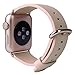 JSGJMY Compatible with Iwatch Band Women Genuine Leather Replacement Strap Compatible with Series 4 3 2 1 Sport Edition(38mm 40mm S/M,Soft Pink+Gold Clasp)