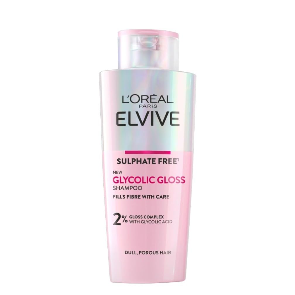 L'Oreal Paris Elvive Glycolic Gloss Sulphate-Free Shampoo, with 2% Glycolic Acid Complex, Instantly Transforms Dull Hair for Shine, Smoothness & Strength, All Hair Types, 200ml — image 1