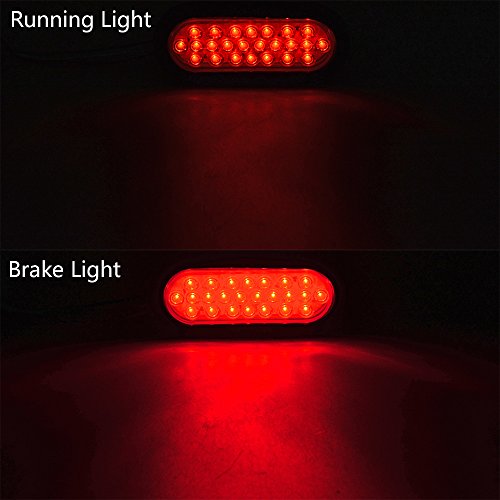 4pcs Red White 6" 24-LED Oval Stop Brake Tail Light Backup Lamp for Truck Trailer RV 12V (24-LED)