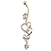 Joylive Love Heart Crystal Gem Navel Buckle Belly Ring Piercing Body Diamond Inlaid Nail Button