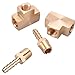 WYNNsky 2 Pieces 1/4 NPT Brass Tee Fittings, 2 Pieces 1/4 Inch Hose Barb with 1/4 Inch MNPT Threads, 4 Pieces Brass Pipe Fittings
