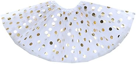 GOODTECK Baby Girls 3-Layers Polka Dots Dance Tutu Tulle skirt (White)