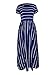 Lovezesent Women's Casual Loose Navy Striped Maxi Dresses Summer Short Sleeve High Waist Pleated A Line Long Dress Large