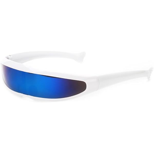 SA106 Mirror Lens Monolens Sunglasses – Futuristic Cyclops Style, Silver Mirror, UV400 Protection