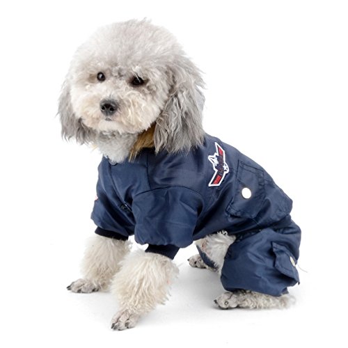 SELMAI Waterproof Fleece Lined Dog Coat Airman Hooded Jumpsuit Snow Jacket Winter Dog Clothes for Chihuahuas Blue M