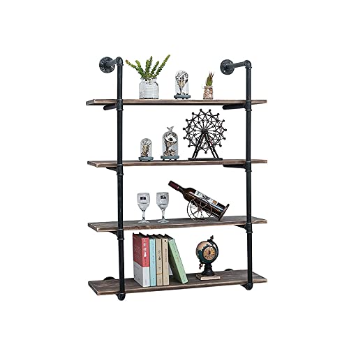 (4 Tier 36in) Industrial Pipe Shelving, Industrial Floating Shelves