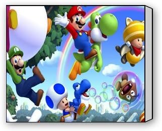 Scottshop Custom Super Mario Gallery Wrapped Canvas Print 20" x 16" Inch - Stretched and Framed Ready to Hang Bedroom/Living Room Decorations Canvas Wall Art
