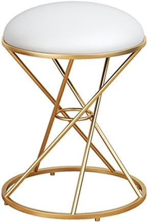 QPG Stool Iron Small Stool Cloth Sofa Stool Shoe Bench Modern Makeup Chair Vanity Stool (Color : A)