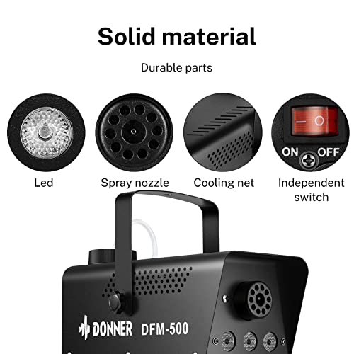 Donner Fog Machine with 13 Colors, 500W and 2000CFM Party Smoke Machine