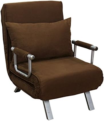 Homcom Steel Folding 3 Position Convertible Single Sleeper Bed Chair- Rich Brown