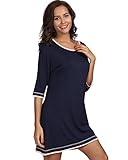 Women's Nightgown GYS Soft Bamboo Sleepwear 3/4 Sleeve Nightshirt, 95% Bamboo Viscose Washable Pajamas (Purplish Blue,M-2XL,One Piece) (L)