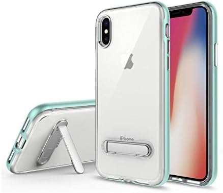 IPHONE X Case, Apple IPHONE X Case, Crystal Clear Hard Ultra Slim fit Anti Scratch Bumper with Magnetic Metal Kickstand Protective Case Cover for for IPHONE X-Turtleshell (Teal)
